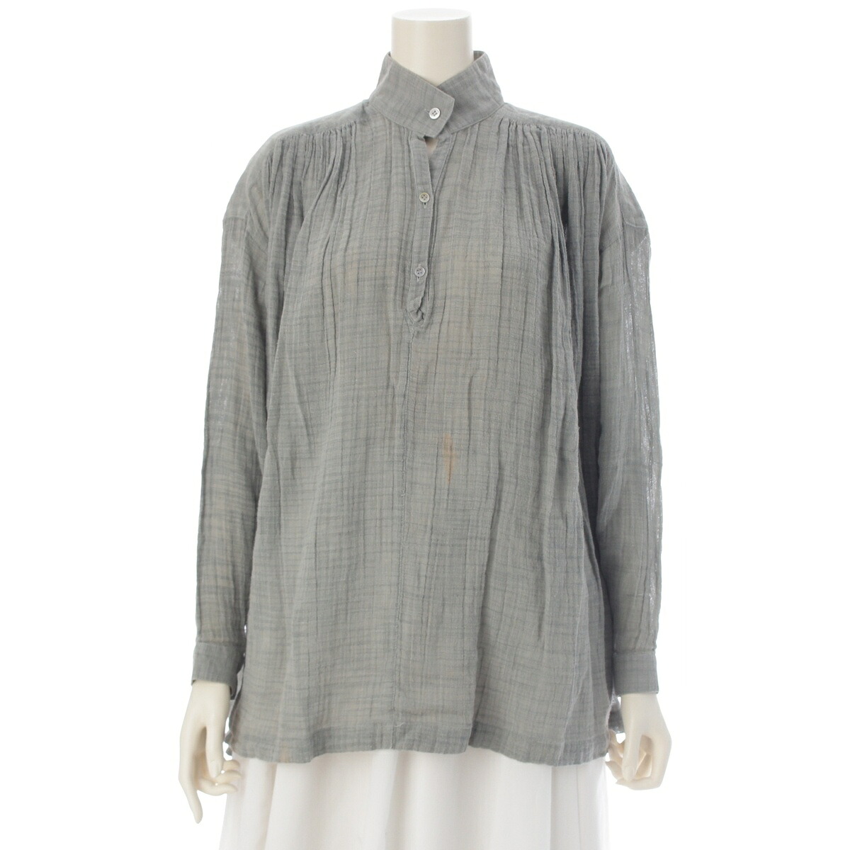 イッセイミヤケ ISSEY MIYAKE 80s 1983 コットン リネン シャーリング プルオーバー 長袖シャツ トップス JG11513 ライトグレー 9【中古】【正規品保証】 20,106円