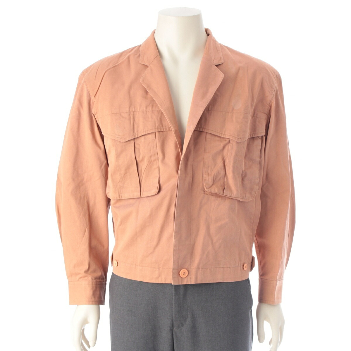 イッセイミヤケ メン ISSEY MIYAKE MEN 80s 1986 筆タグ アーカイブ カーゴポケット バルーン ジャケット ブルゾン LG31296 テラコッタ ピンクオレンジ オレンジ【中古】【正規品保証】
