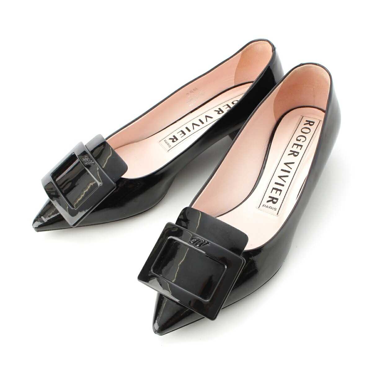 ロジェヴィヴィエ Roger Vivier パテントレザー バックル ヒール パンプス シューズ ブラック 35.5【中古】【正規品保証】