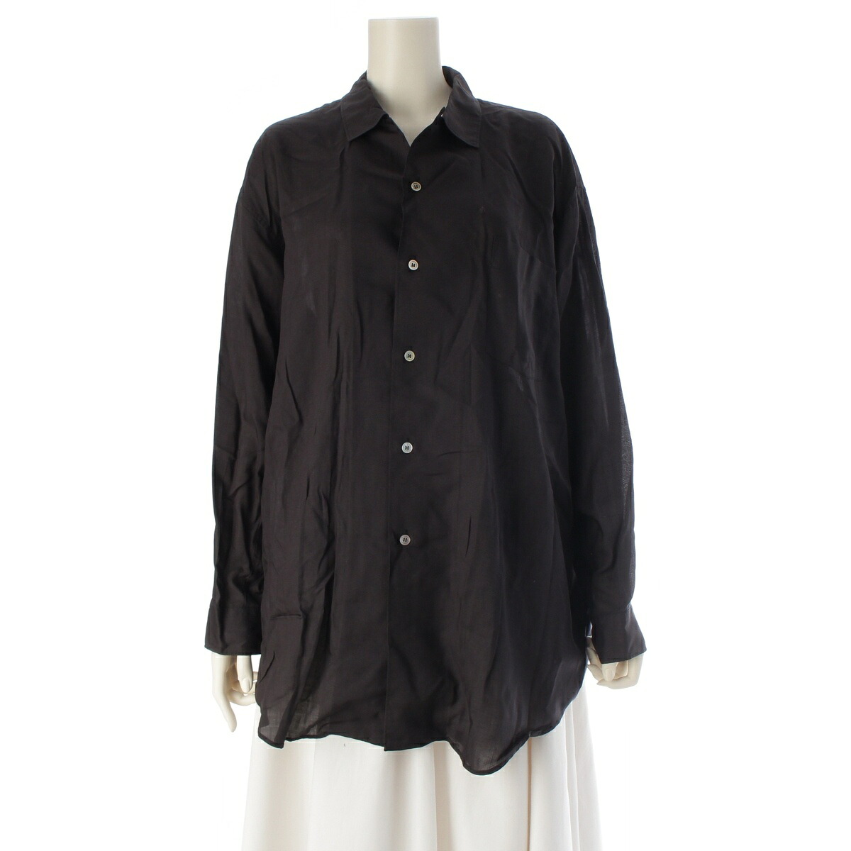 ローブドシャンブルコムデギャルソン robe de chambre COMME des GARCONS 80s オーバーサイズ 長袖シャツ トップス ブラック F【中古】【正規品保証】
