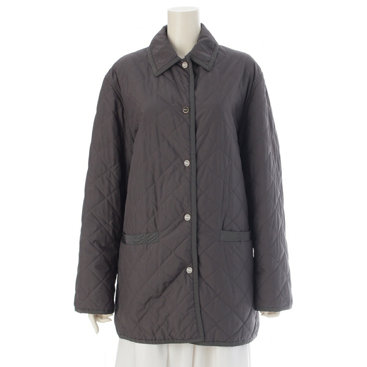 サルヴァトーレフェラガモ Salvatore Ferragamo キルティング ライト コート アウター グレー M【中古】【正規品保証】