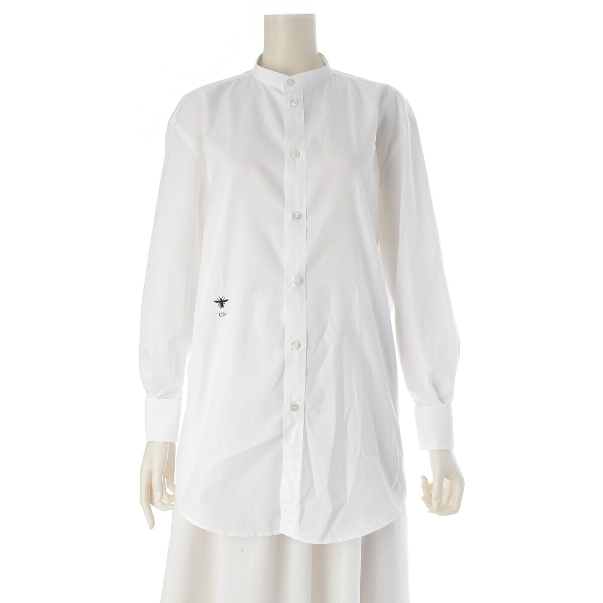 ディオール Dior 23年 コットン ビー 長袖シャツ 341B20A3356 ホワイト 38【中古】【正規品保証】