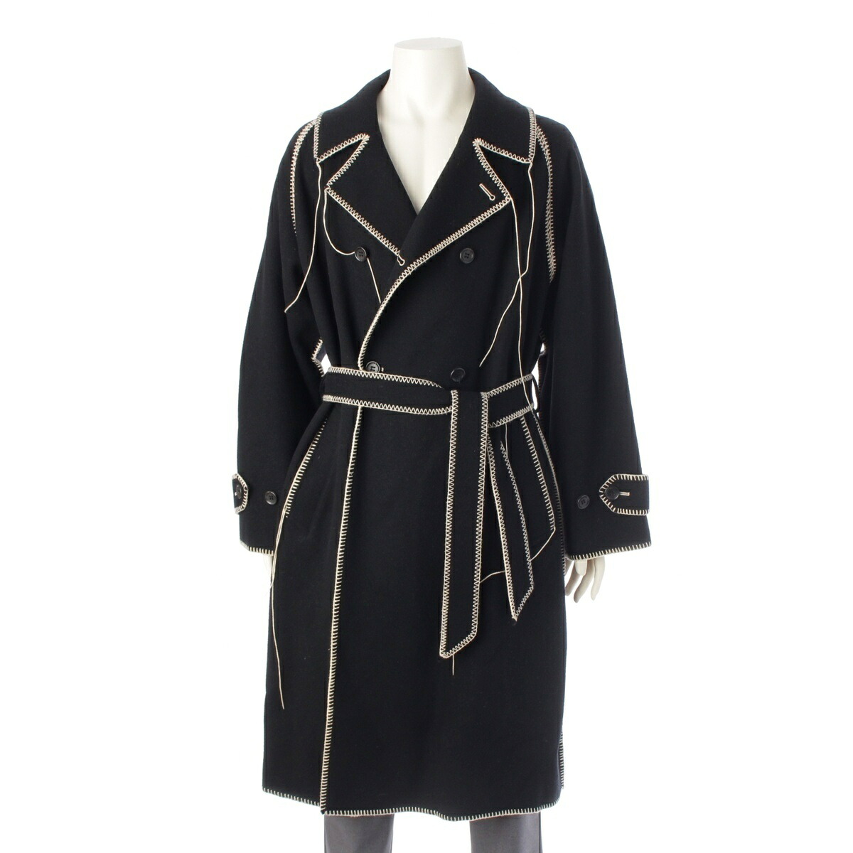 ダブレット doublet 20AW BIG STITCH LONG COAT ウール チェスター コート アウター 20AW09CO37 ブラック M【中古】【正規品保証】