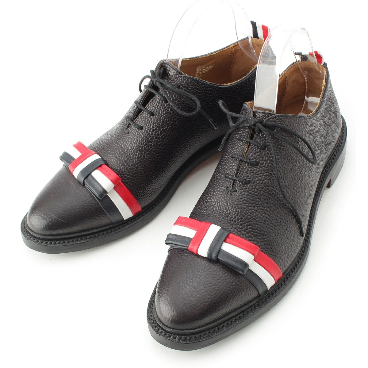 トムブラウン THOM BROWNE レザー リボン トリコロール ドレスシューズ ブラック 41【中古】【正規品保証】