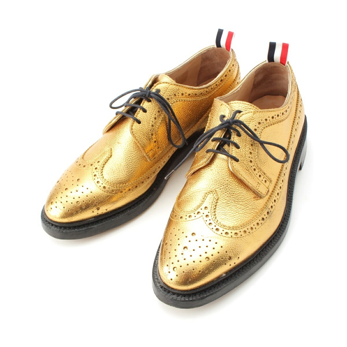 トムブラウン THOM BROWNE ウイングチップ メダリオン ドレスシューズ ゴールド EU 40.5【中古】【正規品保証】