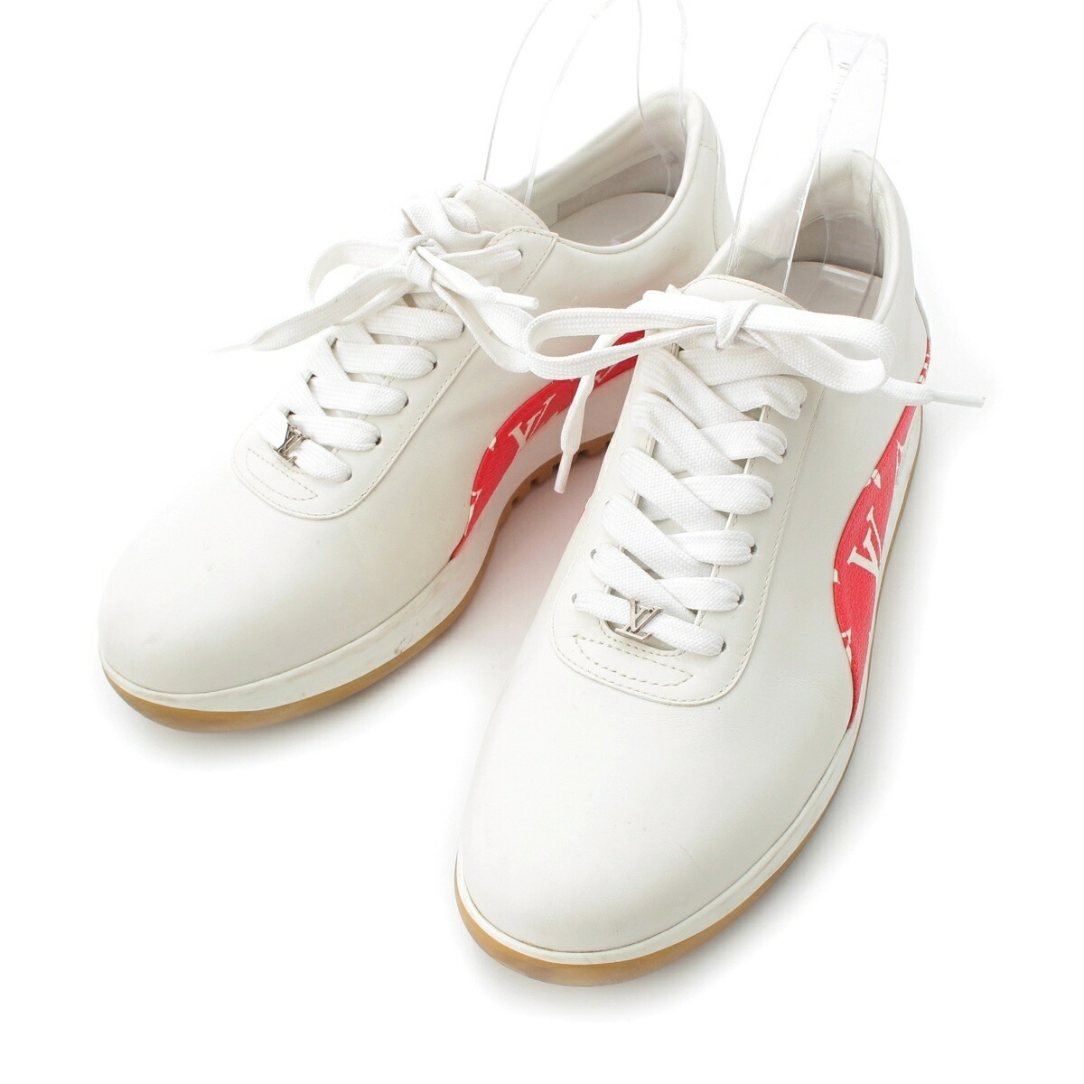 ルイヴィトン LOUIS VUITTON シュプリーム ローカット スニーカー 1A3EQ5 ホワイト×レッド 7 2/1【中古】【正規品保証】