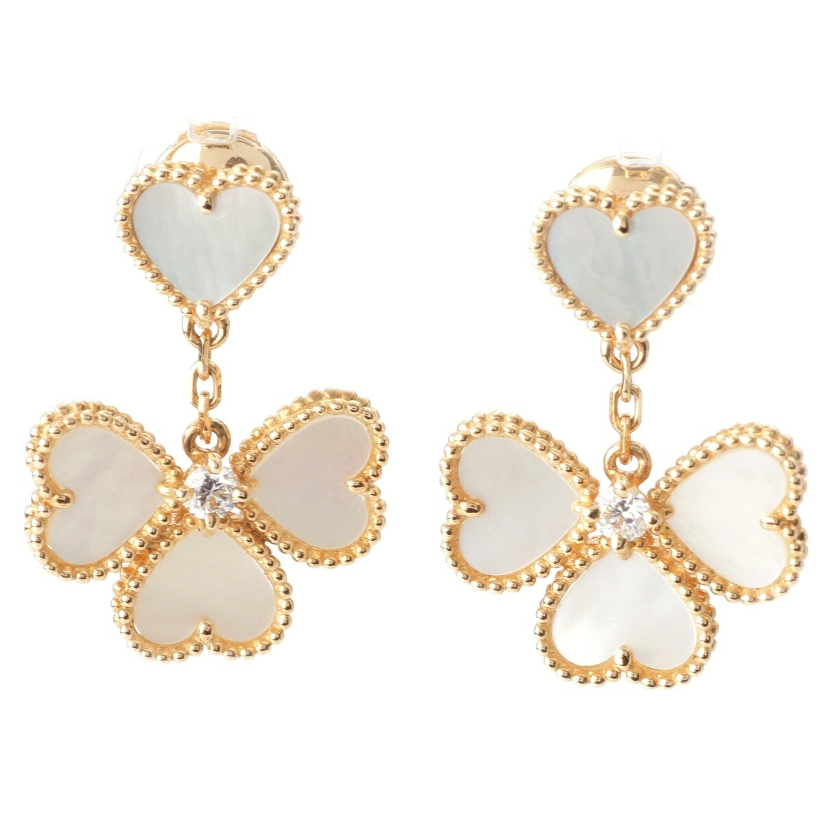 ヴァンクリーフ＆アーペル Van Cleef & Arpels スウィートアルハンブラ ハート ダイヤ ピアス イヤリング ジュエリー Au750 VCARN5PQ00 マザーオブパール　ゴールド 6.4g【中古】【正規品保証】 446,738円