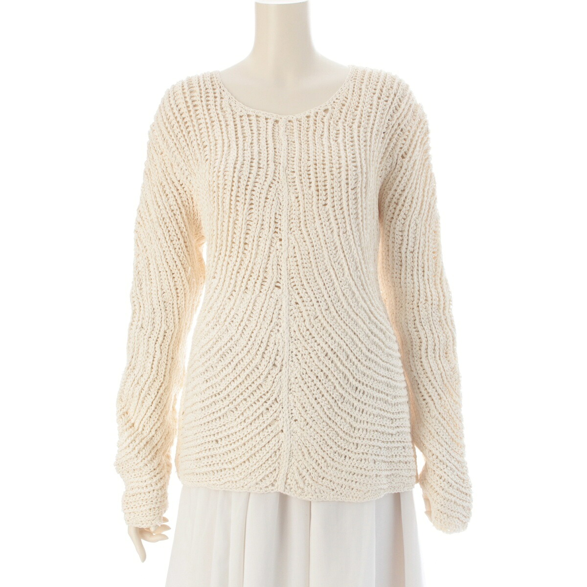 イッセイミヤケ ISSEY MIYAKE 80-90s ボディワークス リネン 和紙 ニット セーター トップス サンプル品 生成り アイボリー【中古】【正規品保証】