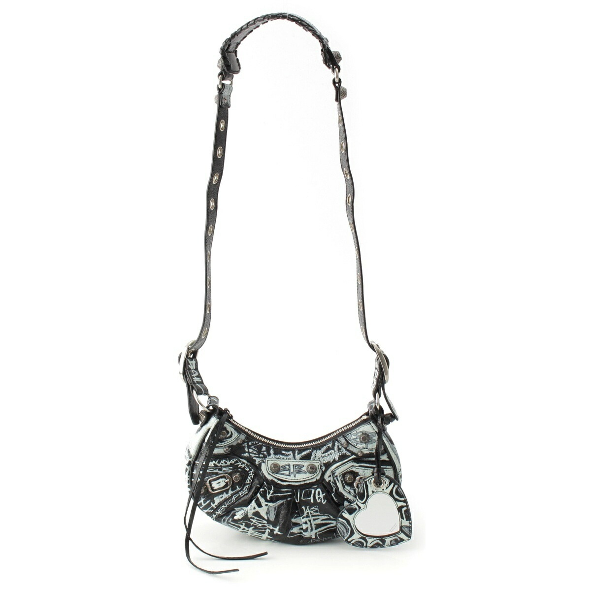 バレンシアガ BALENCIAGA ルカゴールXS レザー グラフィティ ショルダーバッグ 671309 ブラック×ホワイト【中古】【正規品保証】