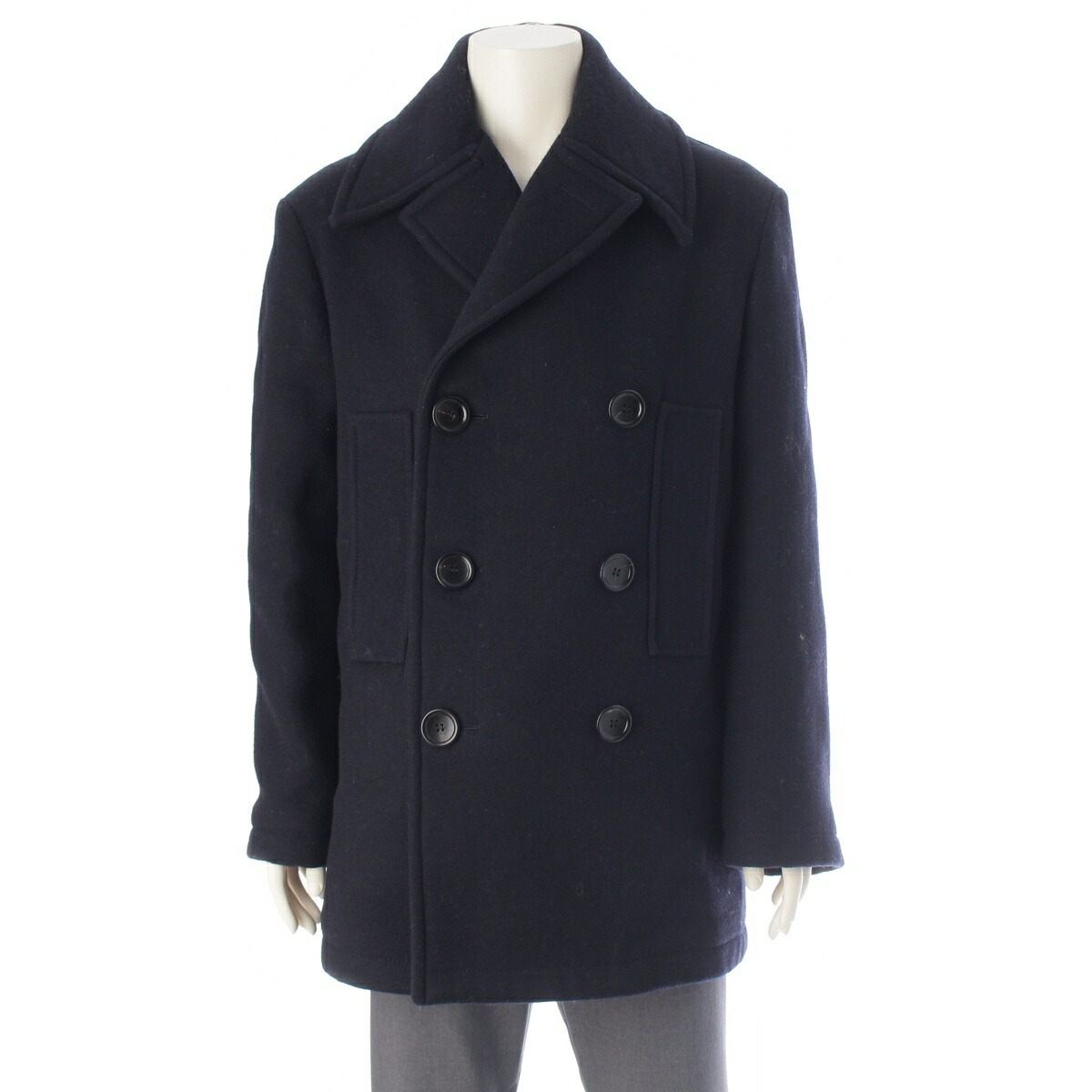 グッチ GUCCI 2025AW シェリー ウール コットン ダブルブレスト ピーコート ライン 793666 ブラック 46(170/88A)【中古】【正規品保証】 93,473円