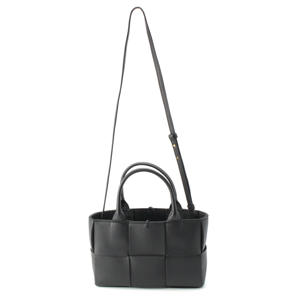 ボッテガヴェネタ BOTTEGAVENETA レザー マキシイントレチャート ミニアルコ 2WAY ハンドバッグ ブラック【中古】【正規品保証】