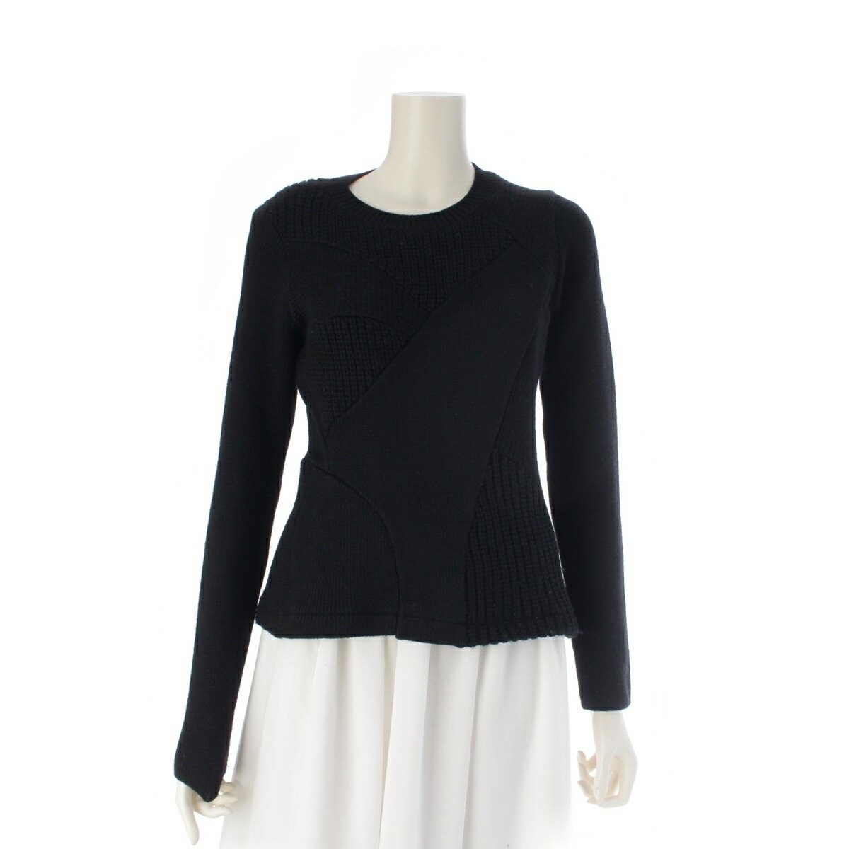 トリココムデギャルソン tricot COMME des GARCONS 90AW AD1990 ウール ヴィンテージ ドッキング ニット セーター TN-050370 ブラック【中古】【正規品保証】