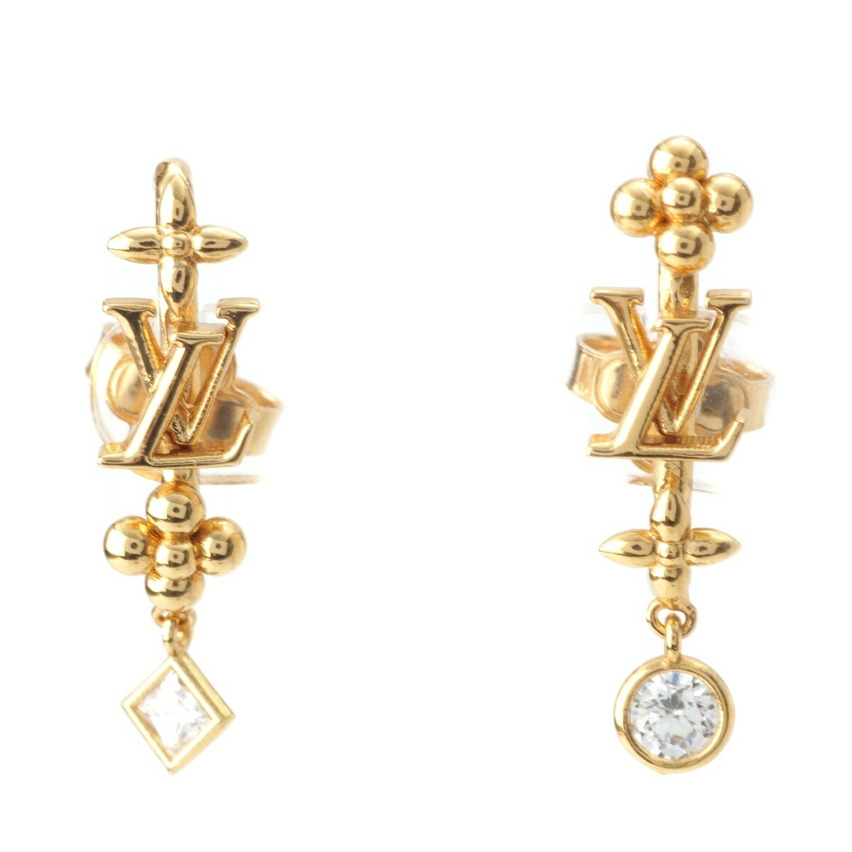 ルイヴィトン LOUIS VUITTON LVインザスカイ ラインストーン付き ピアス 両耳用 アクセサリー M01257 ゴールド【中古】【正規品保証】 35,750円
