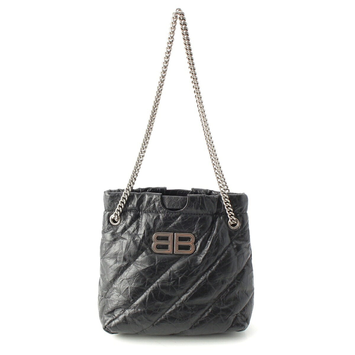 バレンシアガ BALENCIAGA CRUSH 衝突 XS なめし革 BBロゴタイプ 2WAY チェーン店 ショルダーバッグ 781796 黒いこと【中古】【定め事品引き請ける】