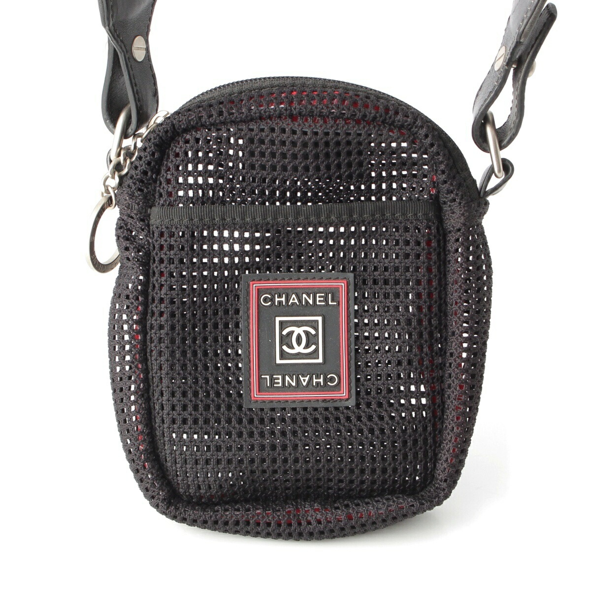シャネル CHANEL スポーツライン ロゴ メッシュ ショルダーバッグ ブラック【中古】【正規品保証】