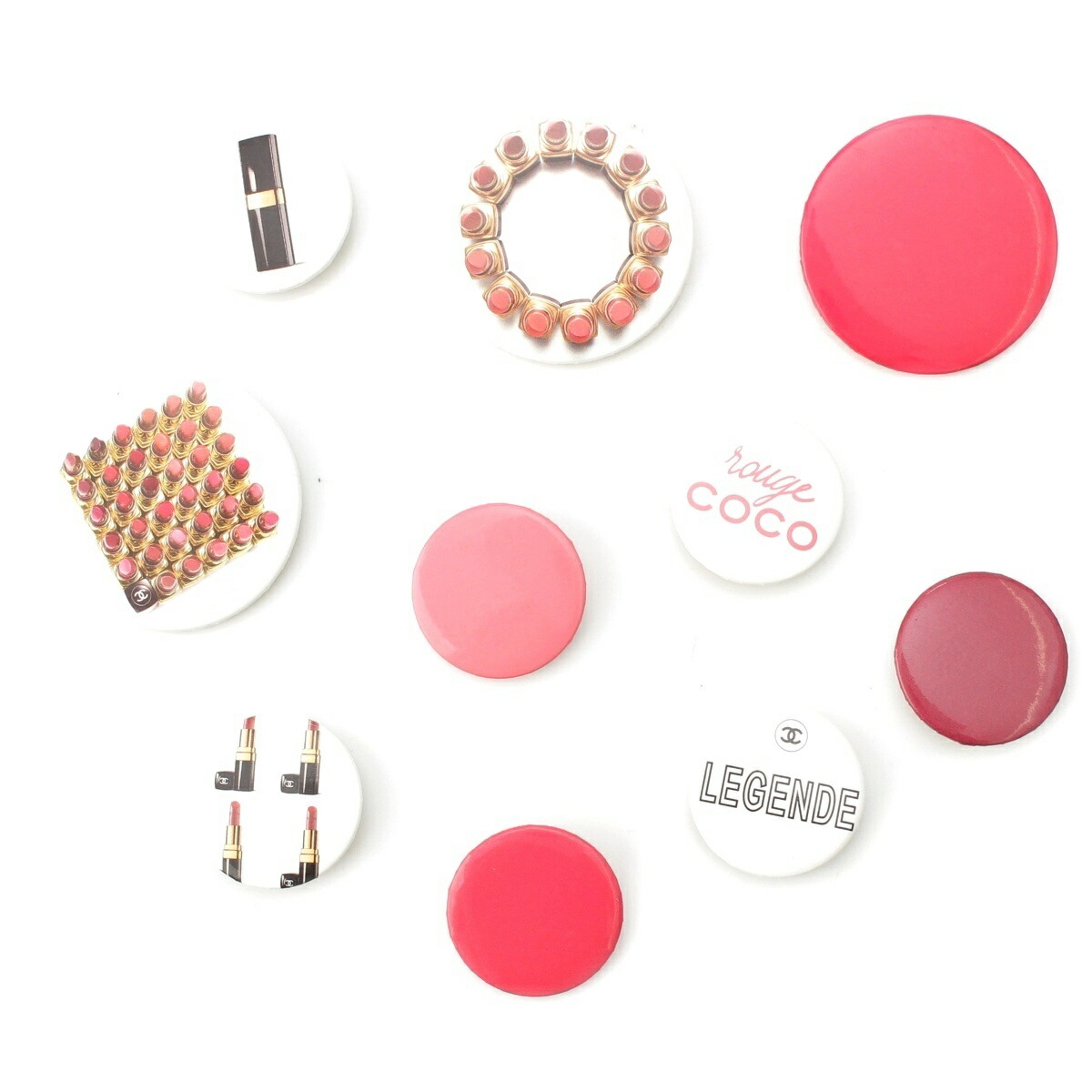 シャネル CHANEL COCO ロゴ ココマーク リップ 口紅 缶バッジ 10点 ファッション雑貨 ピンク ホワイト【中古】【正規品保証】