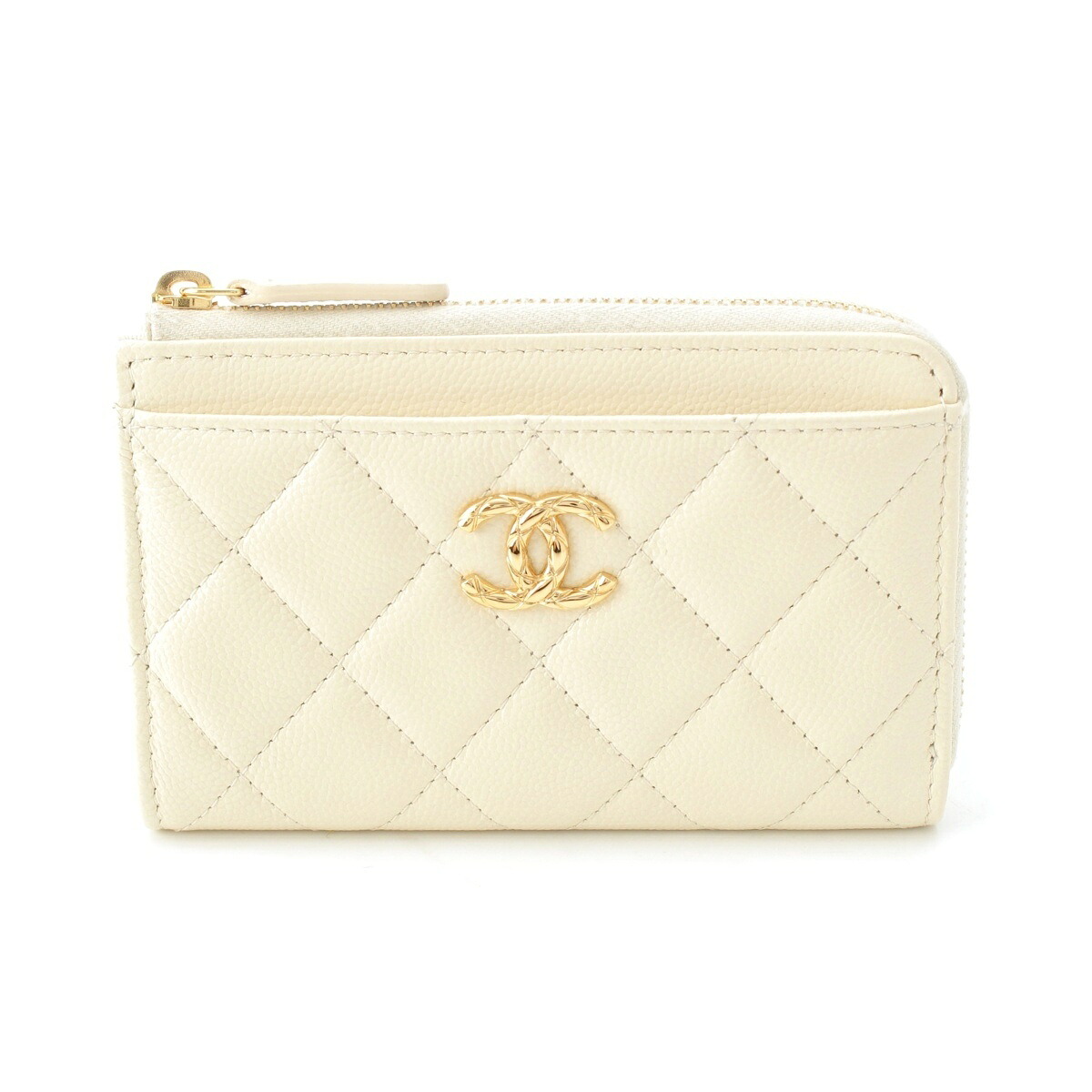 シャネル CHANEL 25AW キャビアひと肌  欠けら 鋳貨 歌留多容れもの コンパクトウォレット 白いこと【中古】【定め事品引きうける】