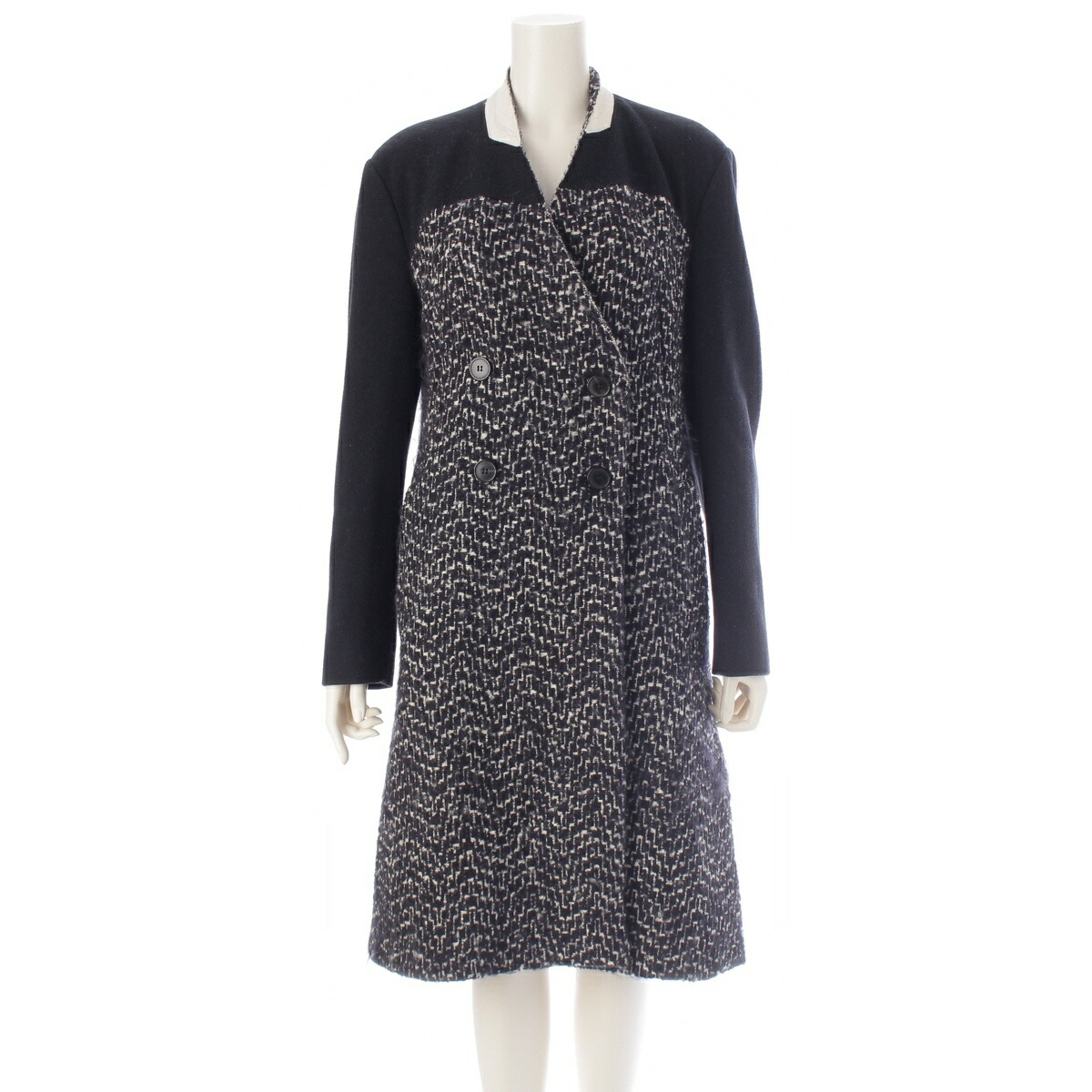 ドリスヴァンノッテン DRIES VAN NOTEN モヘア ウール コート ブラック×ホワイト 36【中古】【正規品保証】