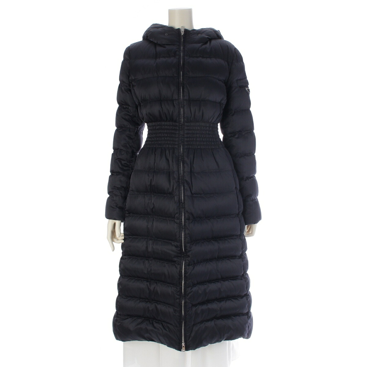 プラダ PRADA 20AW ナイロン ファー襟付き ダウンコート アウター 29E364 ネイビー 40【中古】【正規品保証】｜retro