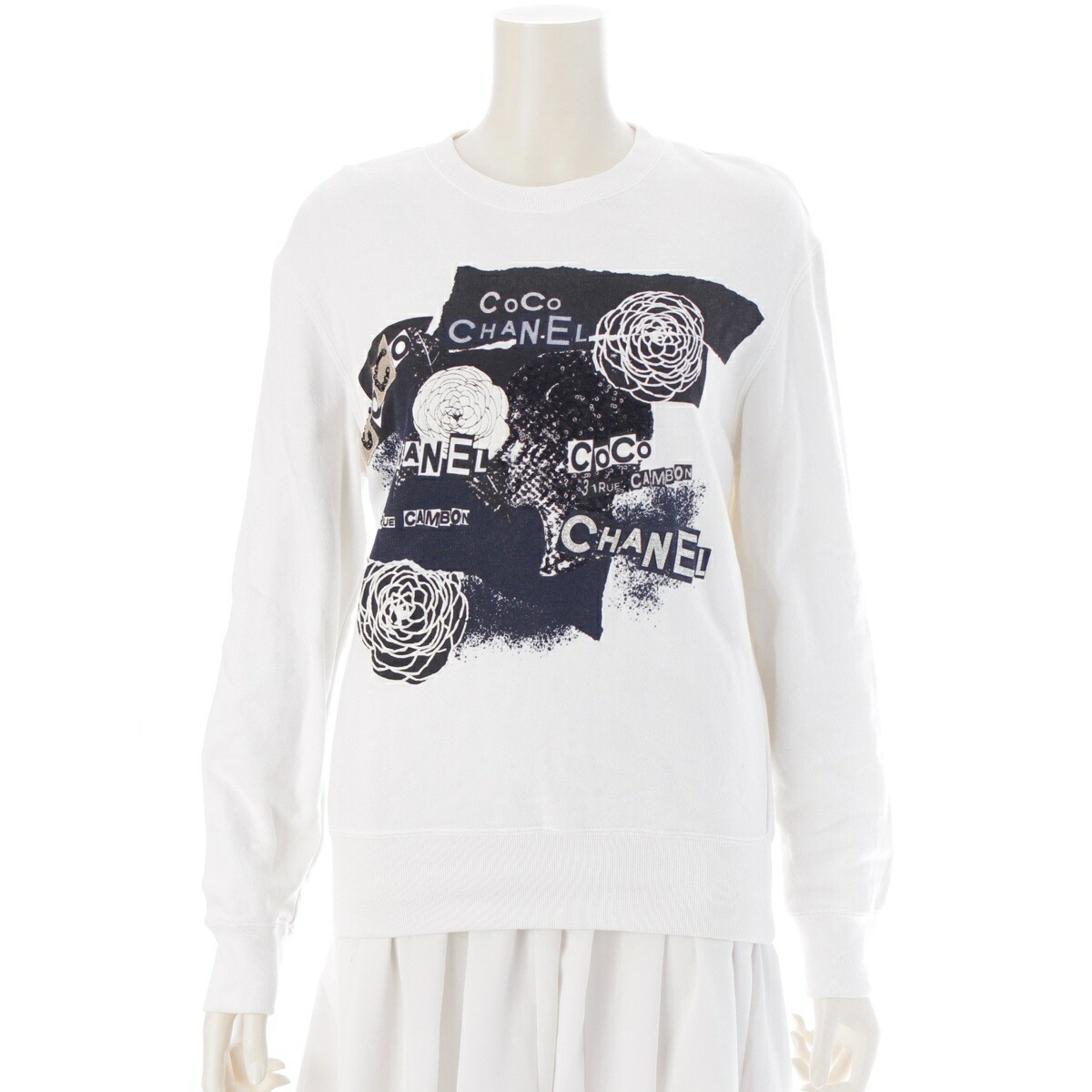 シャネル CHANEL グラフィティ CCロゴタイプ ココマーク カメリア 調教師 汗水 トップス P63298 白いこと XS【中古】【定め事品引きうける】