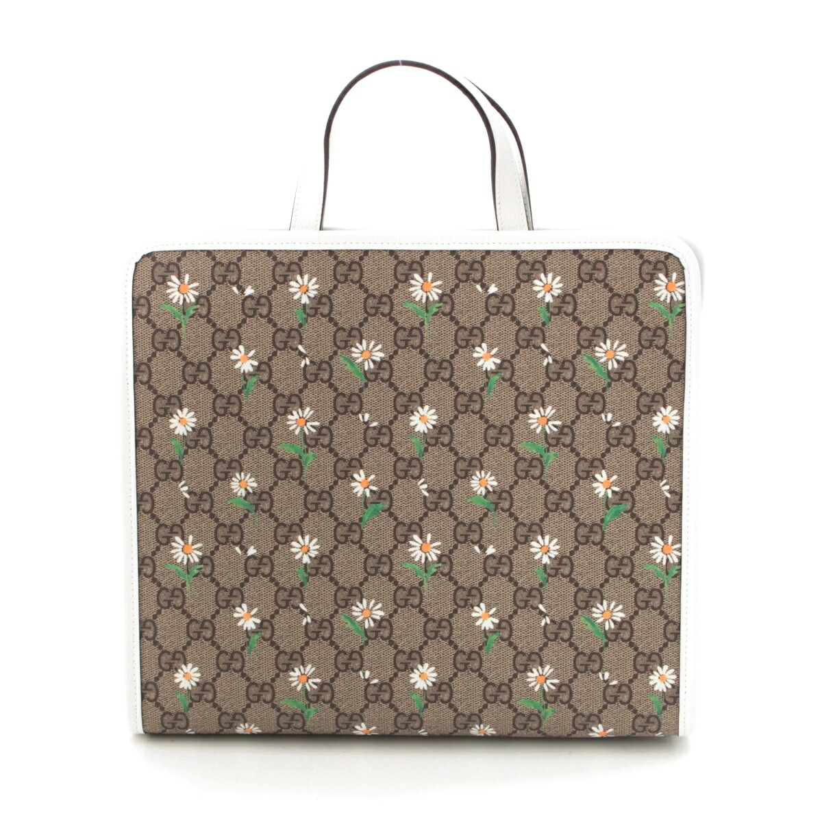 グッチ GUCCI PVC×レザー GGスプリーム チルドレンズ ハンドバッグ 605614 ベージュ ホワイト【中古】【正規品保証】