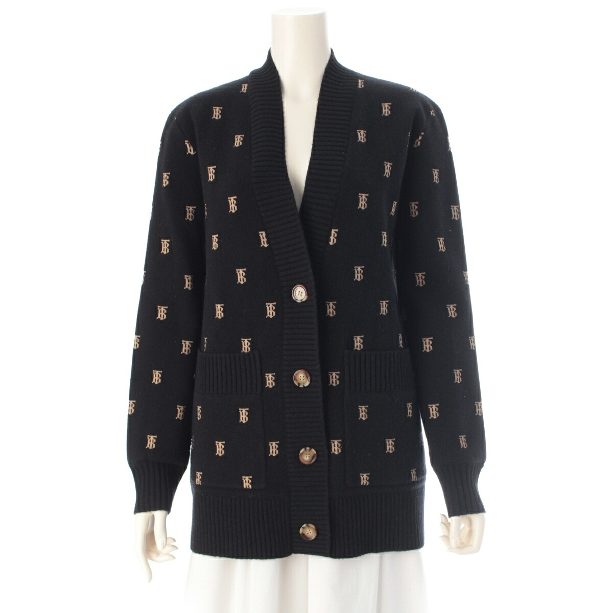 バーバリー BURBERRY 羊毛 カシミール 結核症ロゴタイプ ジレー 8021033 黒いこと XS【中古】【置き目品引き受ける】