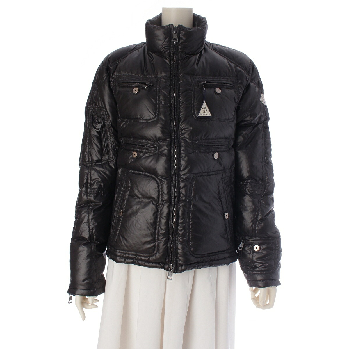 モンク軌跡 MONCLER ロゴタイプ ダブルジップ 落ち込む上衣 アウター 黒いこと 1【中古】【置き目品引き受ける】