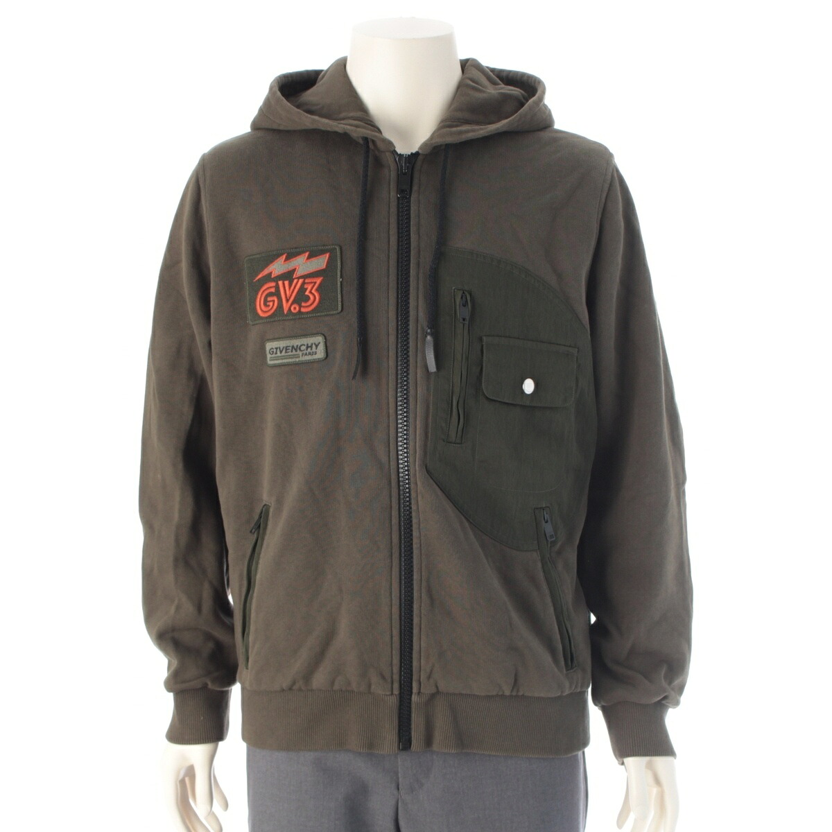 ジバンシー Givenchy ミリタリー ジップアップ パーカー BM70913003 カーキ M【中古】【正規品保証】｜retro
