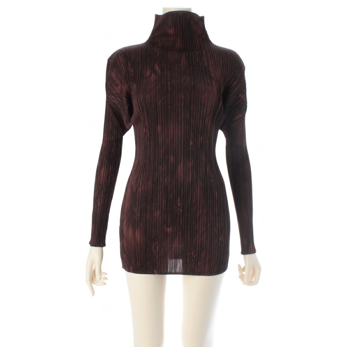 プリーツプリーズ イッセイミヤケ PLEATS PLEASE ISSEY ボトルネック カットソー PP74-JK404 ブラウン 3【中古】【正規品保証】
