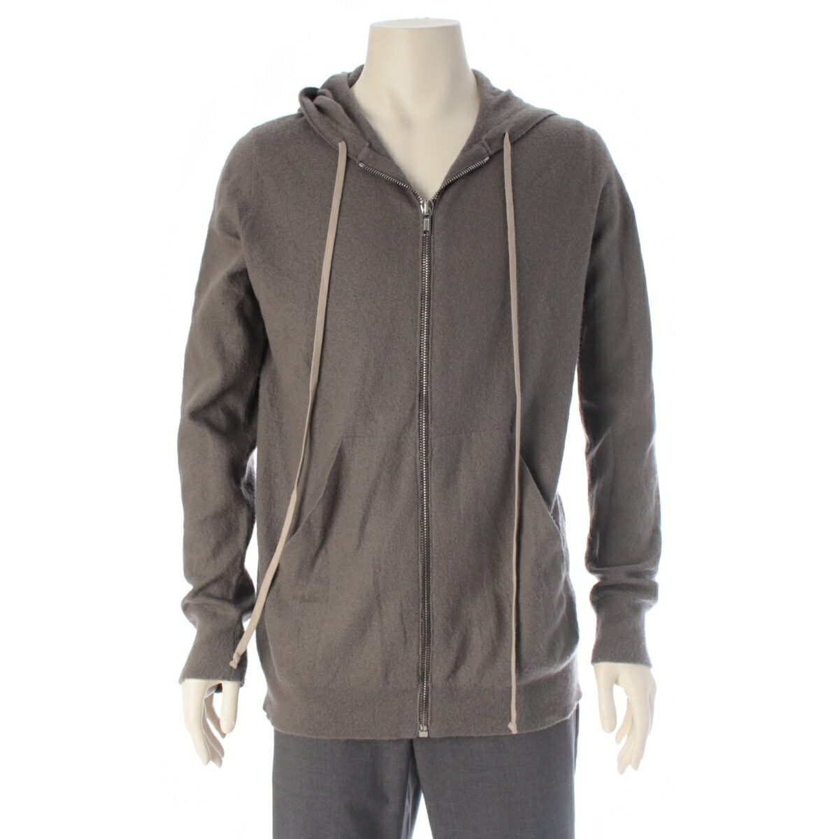 リックオウエンス Rick Owens 17AW カシミヤ ニット ジップアップ パーカー トップス RU17F8614 グレー XS【中古】【正規品保証】