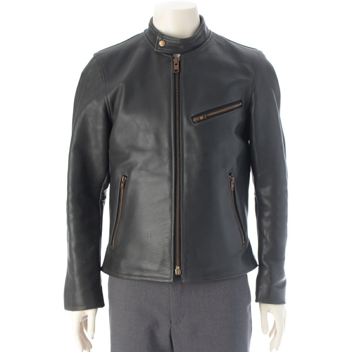 コムデギャルソンオムオム COMME des GARCONS HOMME HOMME AD2000 レザー シングルライダース ジャケット ブルゾン IJ-04071M グレー M【中古】【正規品保証】｜retro