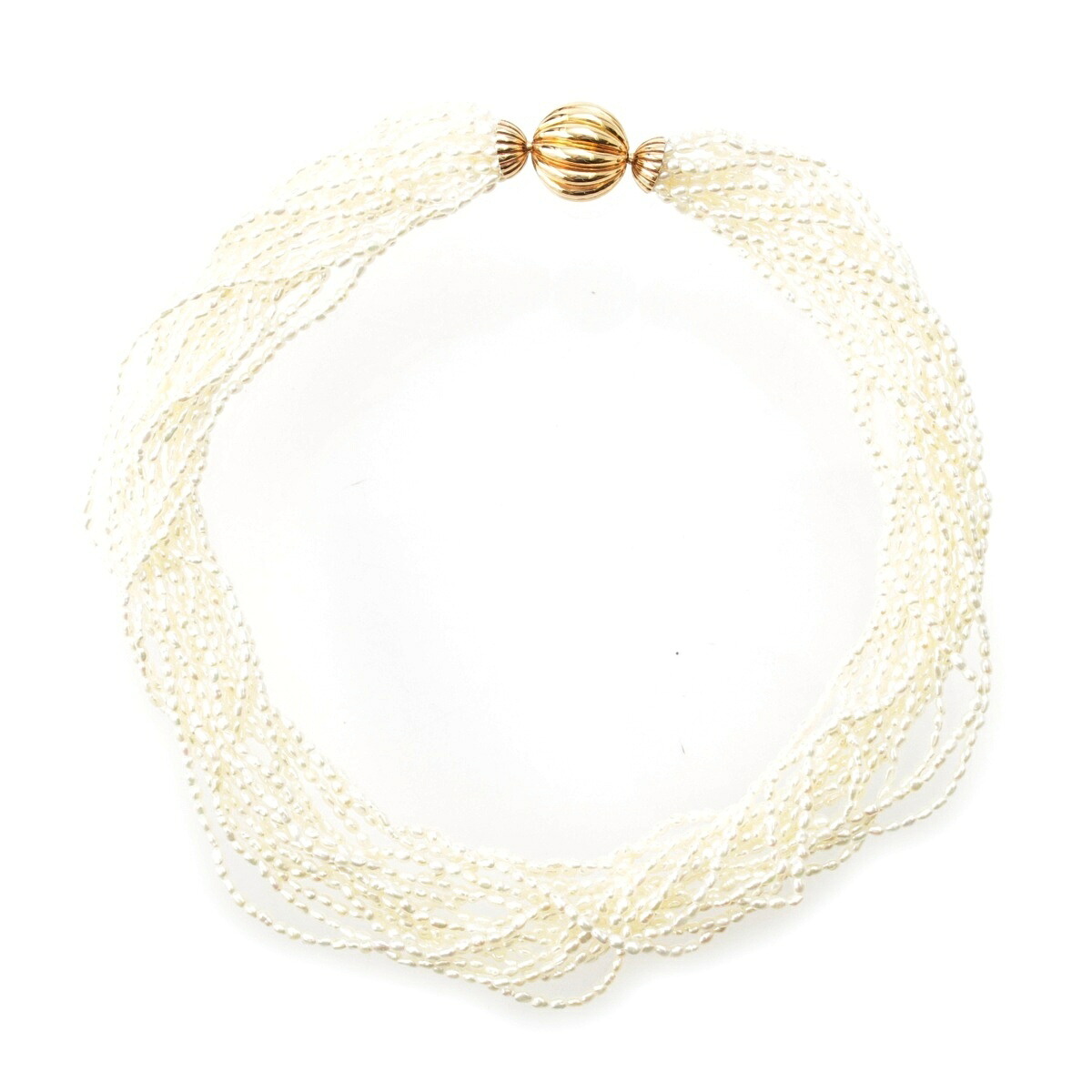 ミキモト MIKIMOTO パール 留めボールK18 留め受けK14 淡水 バロック ネックレス k14 ホワイト ゴールド 15.2g【中古】【正規品保証】|retro