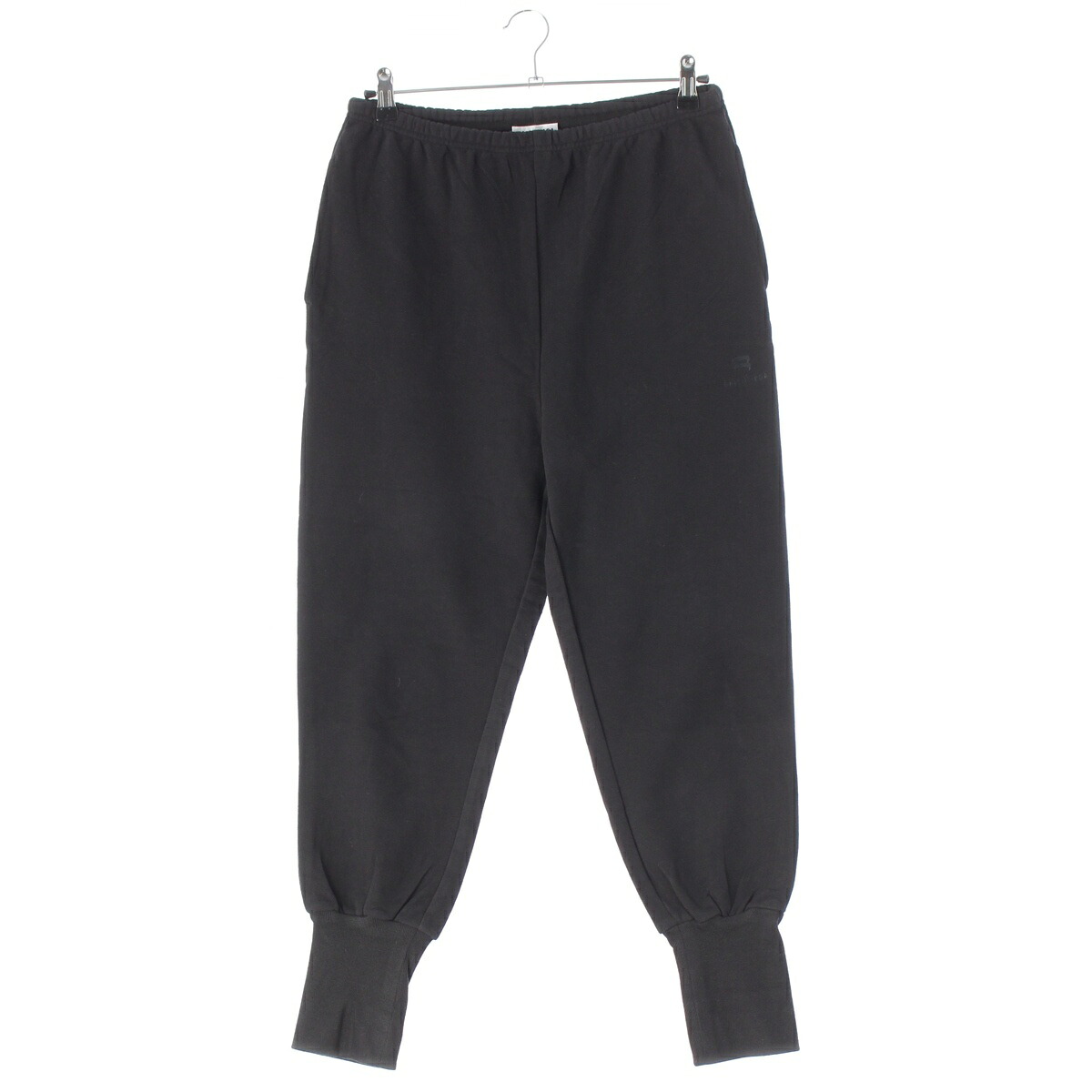 バレンシアガ BALENCIAGA 綿織物 ロゴタイプ刺しゅう 汗水 ジョガーパンツ ボトムス 698388 黒いこと S【中古】【定まり品引き請ける】