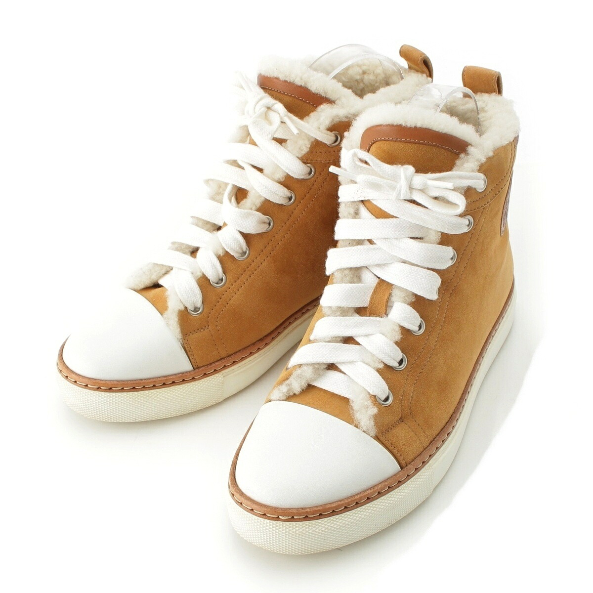 エルメス HERMES ジミー ムートン ハイカット スニーカー ベージュ ホワイト 37【中古】【正規品保証】|retro