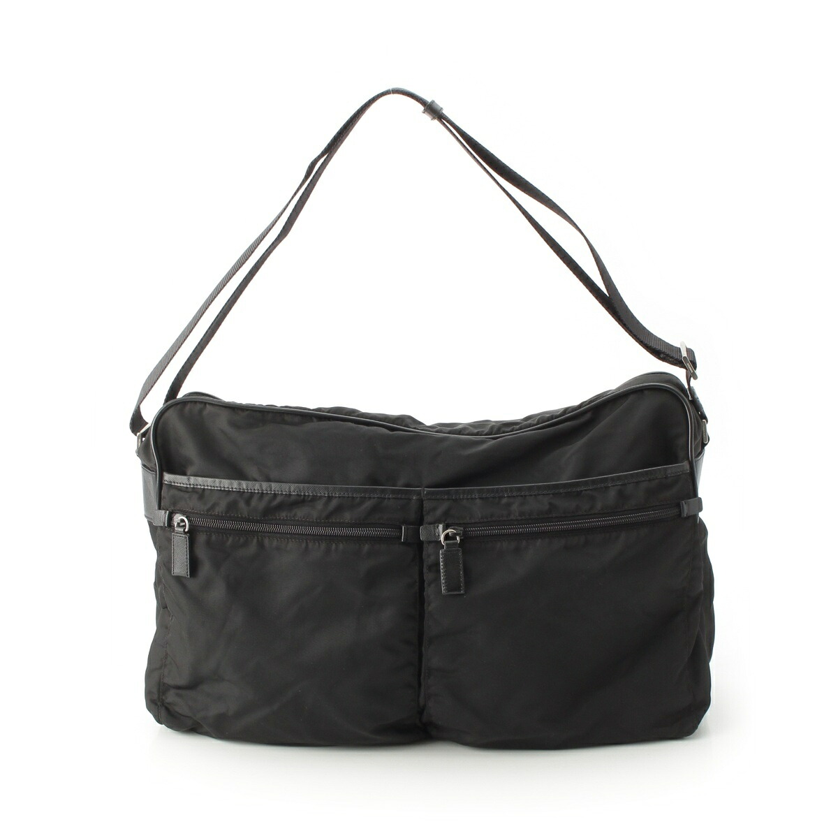 プラダ PRADA テスート ロゴタイプ ショルダーバッグ 黒いこと【中古】【置き目品引き受ける】
