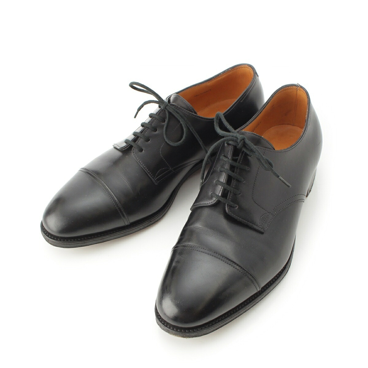 ジョンロブ John Lobb DERAN 多鳥毛 なめし革 引っ切り無い手当て お召しものシューズ 黒いこと 7EE【中古】【置き目品引き受ける】