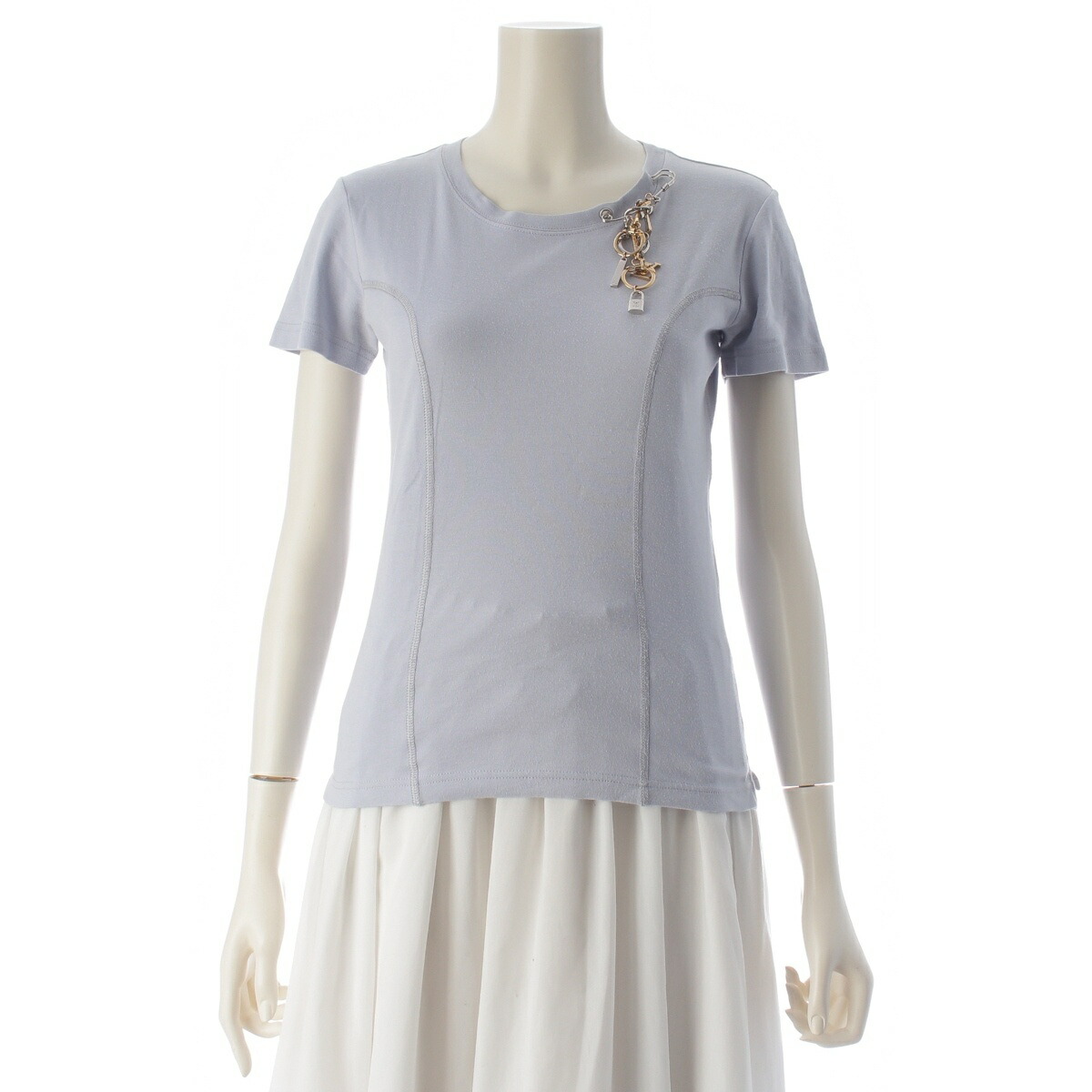 ルイヴィトン LOUIS VUITTON 2007 綿織物 惹きつける付き添い人 半袖Ｔシャツ トップス 青色 S【中古】【置き目品引き受ける】