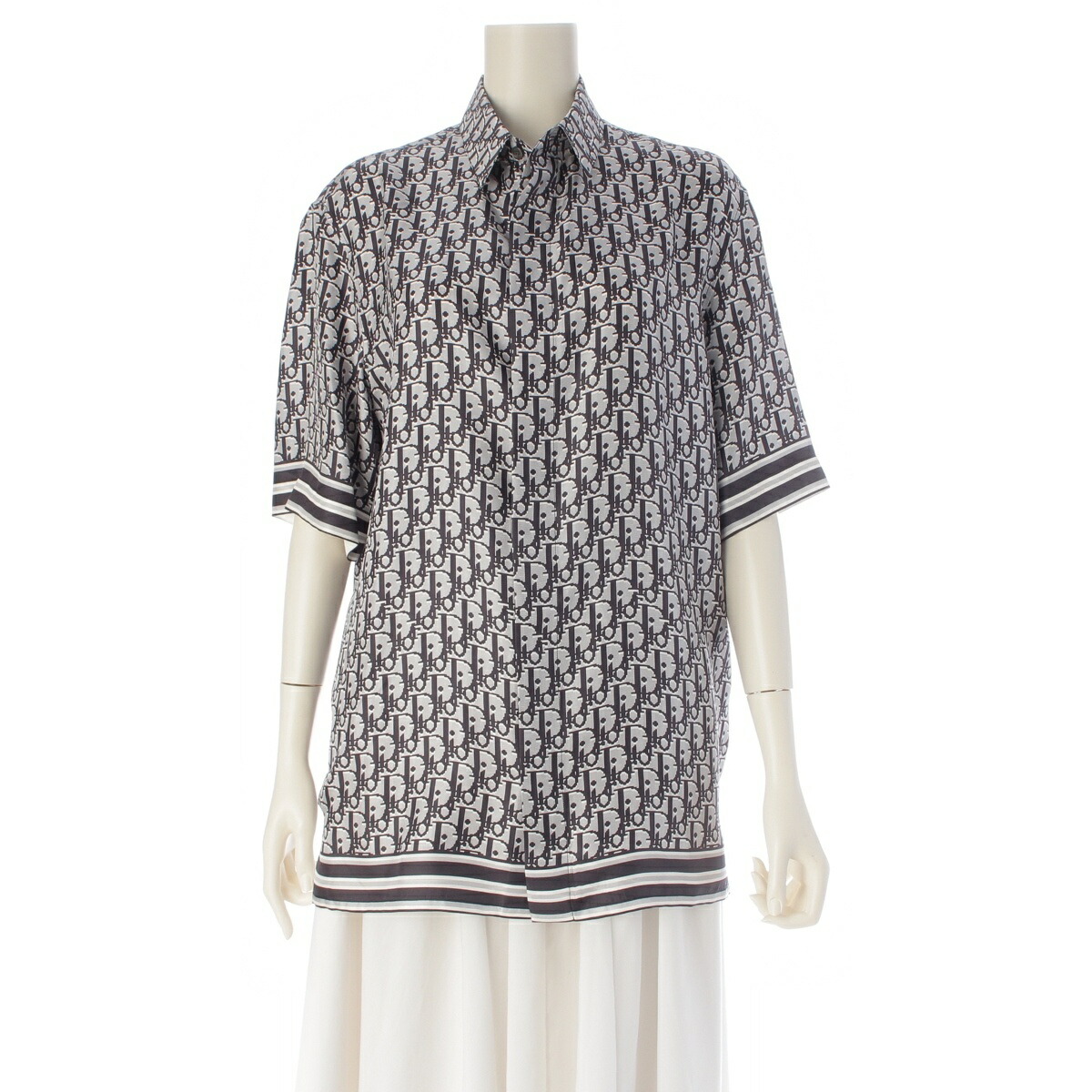 ディオール Christian Dior 地絹 オブ西洋葱 半袖プルオーバー 193C545A4751 薄墨色黒いこと 37【中古】【置き目品引き受ける】