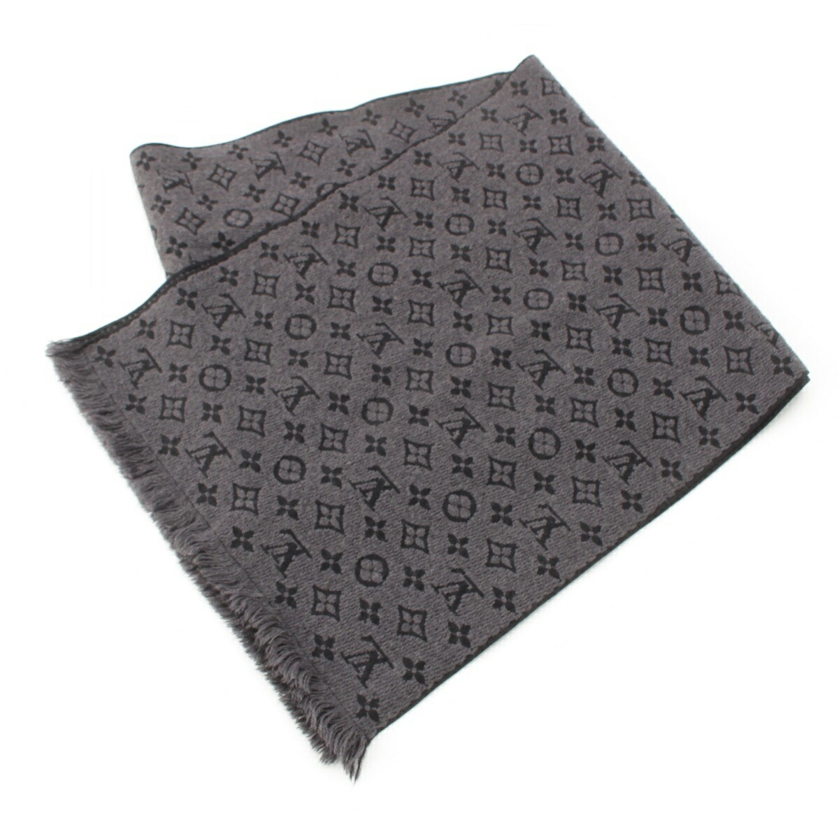 ルイヴィトン LOUIS VUITTON モノグラム 羊毛 エシャルプ 古典派音楽 えり巻き M78526 薄墨色 黒いこと【中古】【置き目品引き受ける】