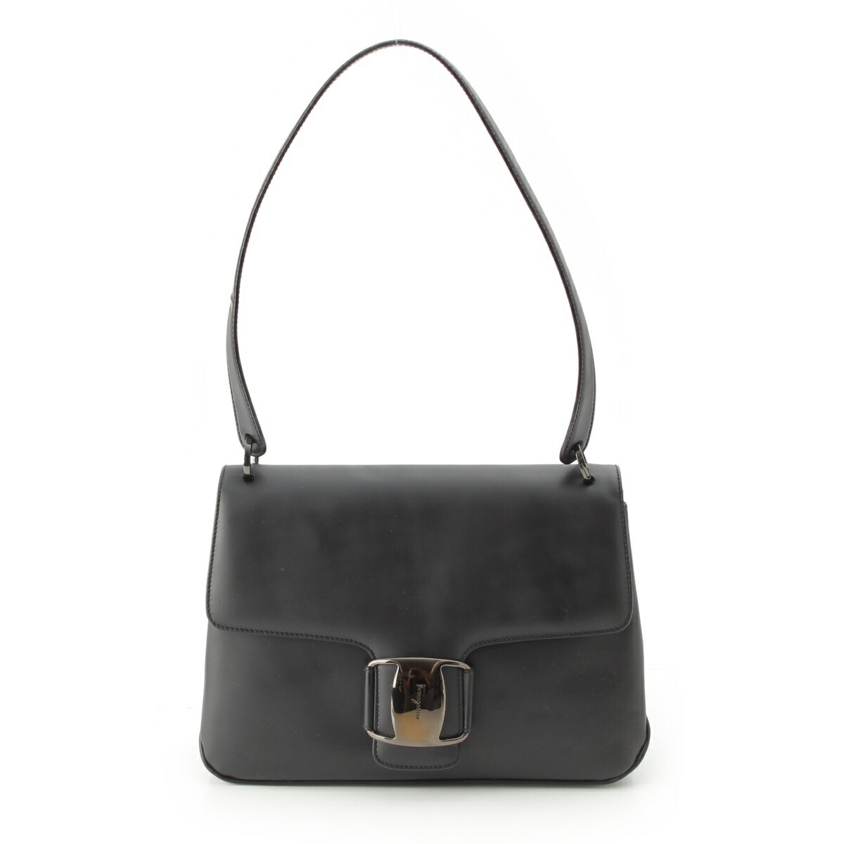 サルヴァトーレフェラガモ Salvatore Ferragamo なめし革 ヴァラ 一 ショルダーバッグ 黒いこと【中古】【置き目品引き受ける】