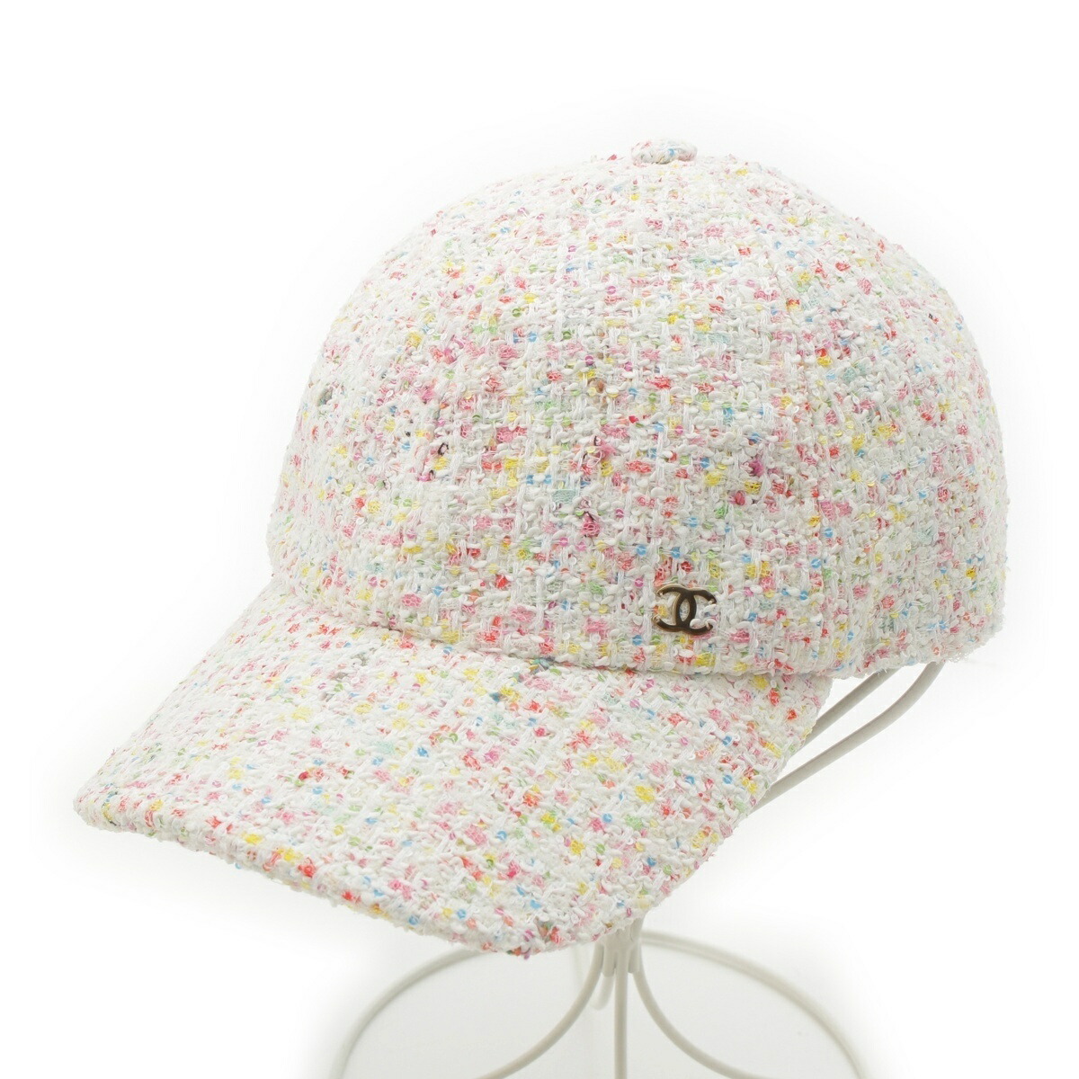 シャネル CHANEL 2025 CC ココマーク ツィード 野球 旗がしら 鳥打ち帽 白いこと マルチ色つや【中古】【定め事品引きうける】