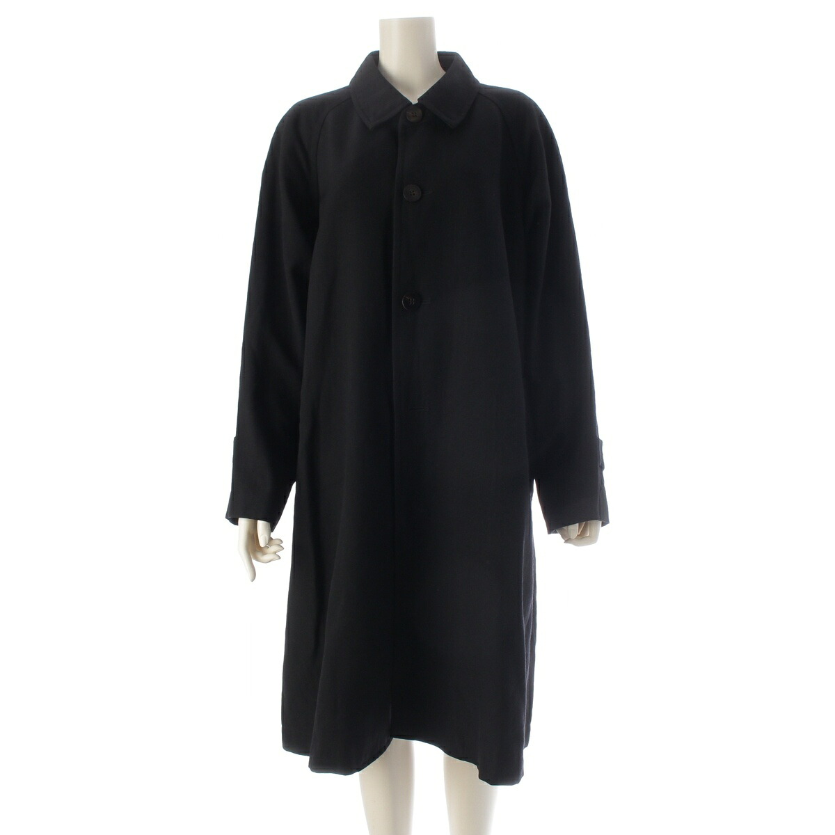 トリココムデギャルソン tricot COMME des GARCONS AD1988 羊毛 厚地の外套大きさ ラグラン捩り ステンカラー厚地の外套 アウター TC-050080 黒いこと F【中古】【置き目品引き受ける】