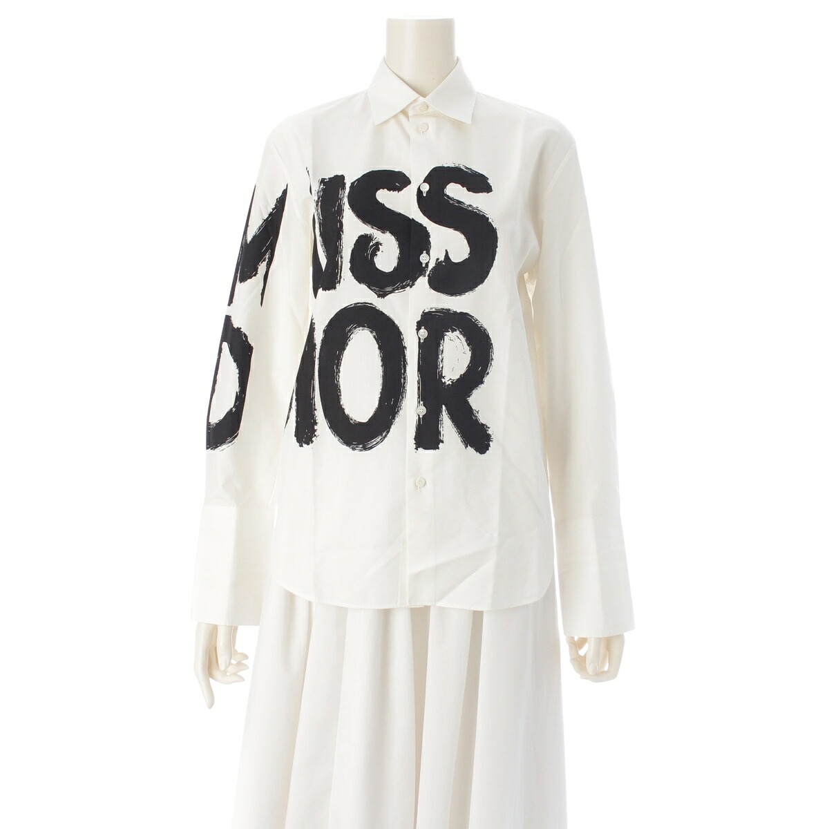 クリスチャンディオール Christian Dior MISS DIOR ロゴ シャツ ブラウス トップス 451B28A3433 ホワイト ブラック 38【中古】【正規品保証】|retro