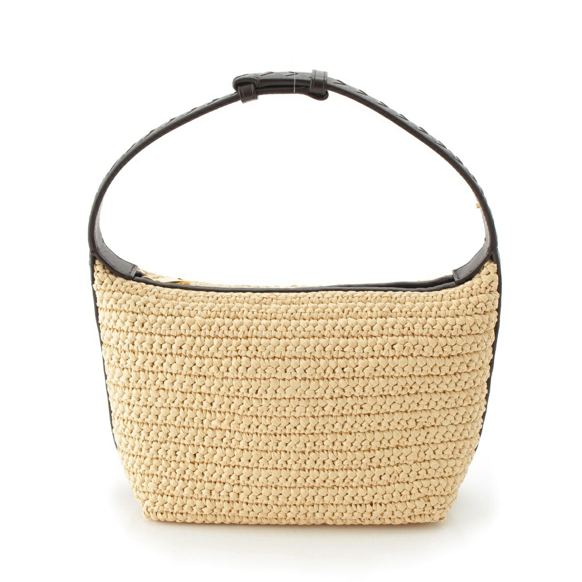 ボッテガヴェネタ BOTTEGAVENETA ミニ ウォレス ラフィア かご イントレチャート 一 ショルダーバッグ 赤銅色【中古】【定まり品引き請ける】