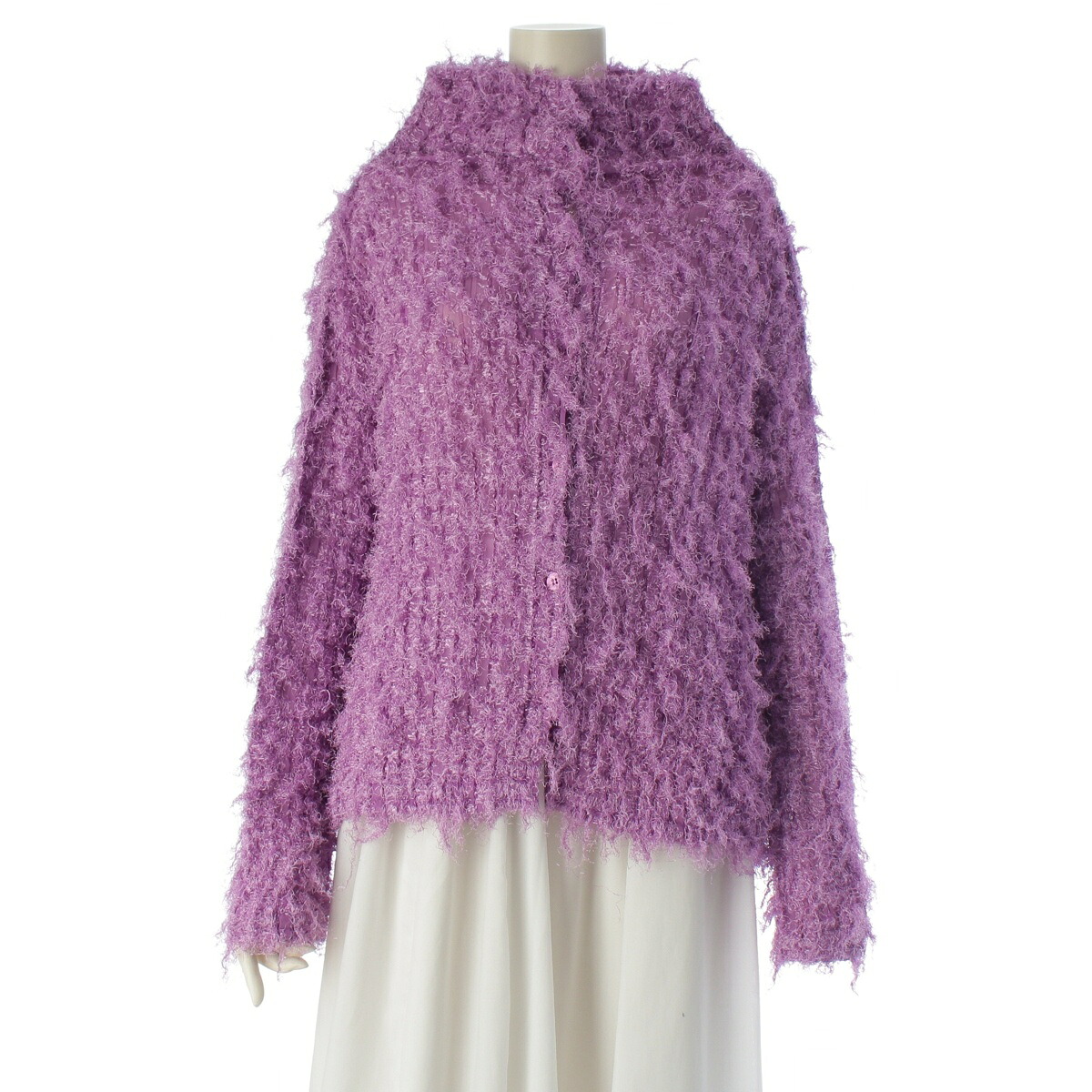ミー イッセイミヤケ me ISSEY MIYAKE 24AW ファー ハイネック カーディガン トップス MI43FO923 パープル F【中古】【正規品保証】｜retro