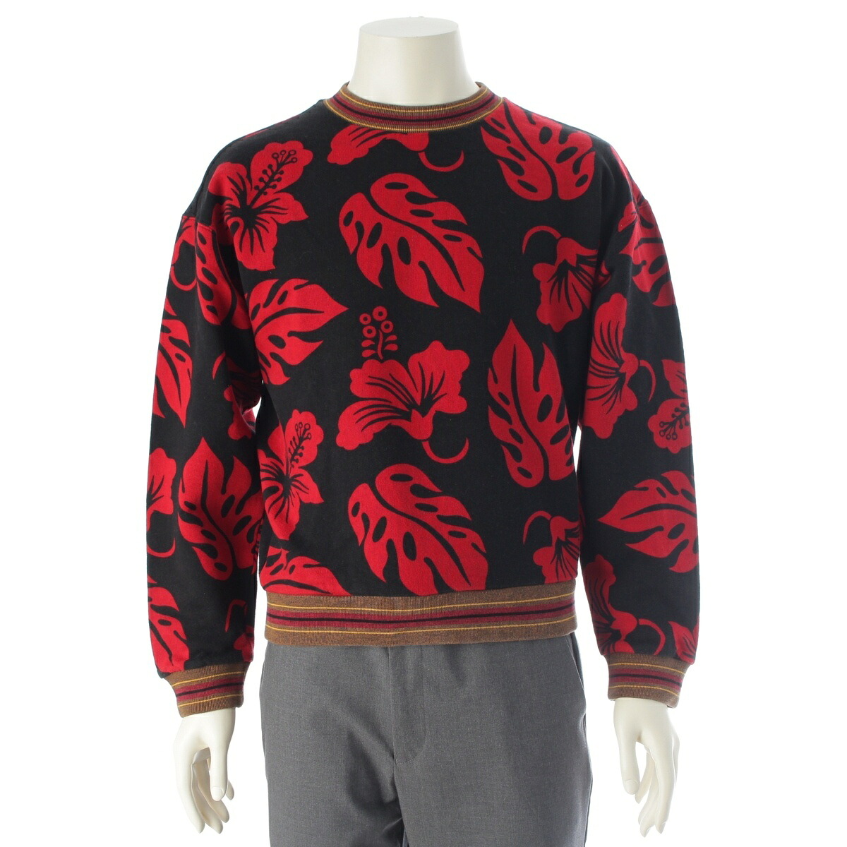 プラダ PRADA 14SS ハイビスカス 画題 汗水 花柄 UJL794 黒いこと×赤いこと M【中古】【定め事品引きうける】