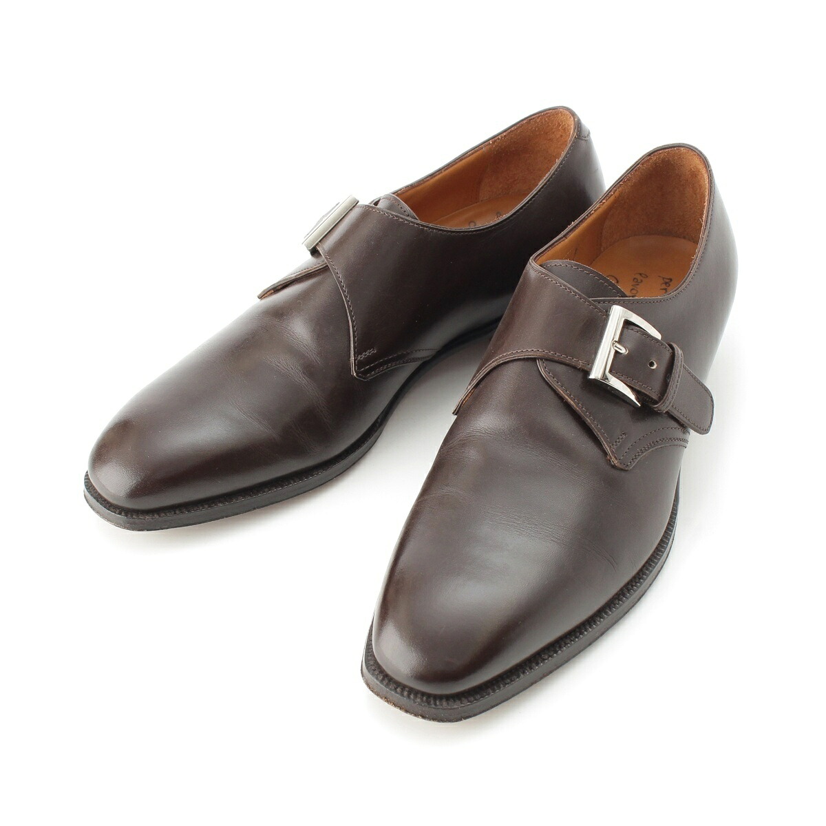 エンツォボナフェ Enzo Bonafe DUCCIO レザー シングルモンク ドレスシューズ 革靴 ダークブラウン 5 1/2【中古】【正規品保証】|retro