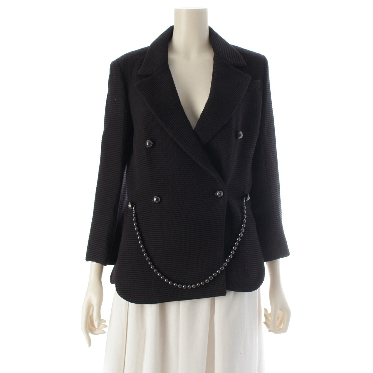 シャネル CHANEL ココマーク パール名取り草 胴締め テーラードジャケット アウター P43717 黒いこと 36【中古】【置き目品引き受ける】