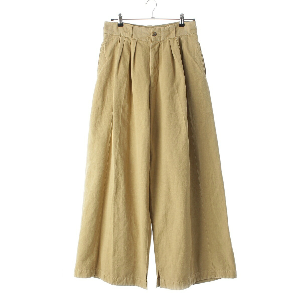 メゾンマルジェラ Maison Margiela Wide leg pants コットン&times;リネン タック ワイド チノパンツ S51KA0559 ベージュ 36【中古】【正規品保証】｜retro 22,176円