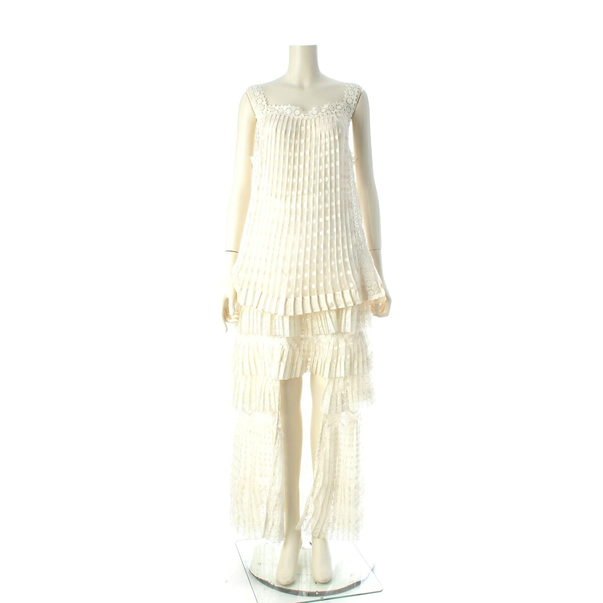 ジマーマン Zimmermann MAMPLES FREEDOM フラウンス スピード競技 ノースリーブトップス ロング スコートセットアップ 象牙色 1/2【中古】【定め事品引きうける】